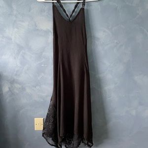 Black swing dress with lace bottom